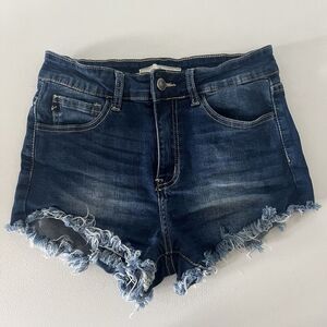 KanCan Cutoff Jean Shorts Womens 7 Juniors Dark Wash Stretch Mid-Rise Daisy Duke